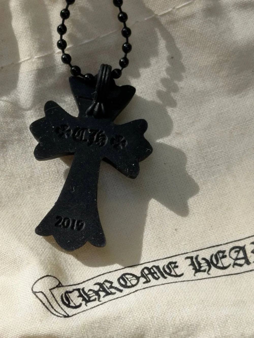 Used Black Chrome Hearts Rubber Necklace
